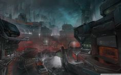 a sci - fi city scene is shown in this image