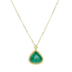 Amali 18k Pear Shaped Emerald Pendant Necklace | Quadrum Gallery Emerald Pendant Necklace, Emerald Necklace Pendant, The Enchanted Forest, 2 Necklace, Emerald Pendant, Delicate Chain, Yellow Gold Chain, Yellow Gold Pendants, Green Necklace