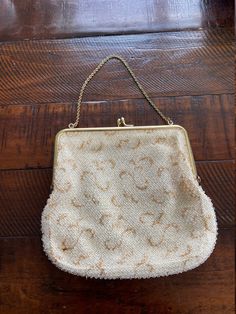 "Vintage Corde-Bead beaded evening bag in excellent condition. Delicate beaded bag with hold threads, gold chain and kiss clasp. Slight interior staining due to age Smoke/Pet free environment Dimensions: 11\" W x 10.5\" H x 3.5\" D All sales final" Beaded Evening Bags, Barrel Bag, Beaded Bag, Beaded Bags, Dooney & Bourke, Clutch Handbag, Michael Kors Monogram, Evening Bags, Gold Chain