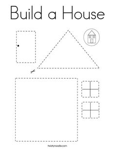 make a house worksheet for kids to learn how to draw and color the house