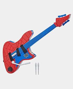 a spider - man electric guitar is shown in this image