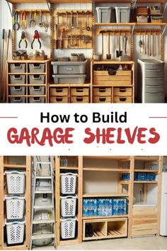 how to build garage shelvings with lots of storage space in the middle and bottom