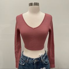 New With Tags, Never Been Worn. Crop Top Long Sleeve. Accepting Reasonable Offers! Dusty Rose Top Outfits, Trendy Seamless Crop Top For Fall, Casual Long Sleeve Seamless Crop Top, Trendy Seamless Tops For Winter, Trendy Seamless Winter Tops, Pink Long Sleeve Seamless Top, Ribbed Crop Knit Top For Fall, Ribbed Crop Top Knit For Fall, Casual Seamless Winter Top