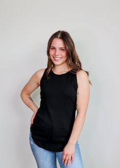 This classic casual sleeveless tank from Michael Stars is perfect for layering all spring and summer long. It's made from lightweight cotton with a raw edge scooped hemline. This tank is one size. Details: 100% Cotton Machine Washable One size Michael Stars, Raw Edge, Sleeveless Tank, Small Tops, Tank Tops, Stars, How To Wear, Black