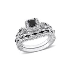 a black and white diamond wedding ring set