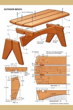 the plans for an outdoor bench