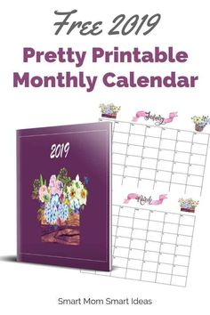 a printable calendar with flowers on it and the words pretty printable month - by - month