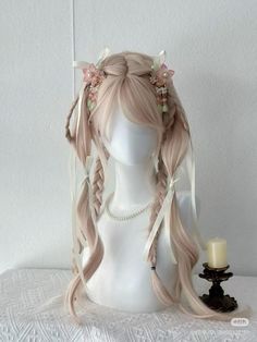 Angel Hair Clips, Anime Wig Hairstyles, Cool Head Accessories, Ouji Hairstyle, Side Pony Hairstyles, Alice In Wonderland Hairstyles, Ocean Hairstyles, Loop Hairstyle, Majestic Hairstyles