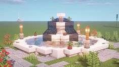 Minecraft Fountain, Minecraft Building Guide, Minecraft Structures, Easy Minecraft Houses, Skins Minecraft, Cool Minecraft Houses, Minecraft Room, Cute Minecraft Houses