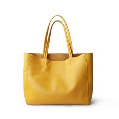 Yellow Horizontal Soft Leather Tote Bag for Women Women Bags Fashion Casual, Genuine Leather Totes, Lv Bags, Commuter Bag, Handbags Casual, Leather Handbags Women, Saint John, Luxury Bag, Leather Bag Women