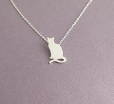 Sterling Silver Jewelry With Cat Print, Sterling Silver Jewelry With Cat Print For Gift, Minimalist Silver Cat Design Jewelry, Silver Jewelry With Cat Print For Gift, Cat Memorial Jewelry, Silver Cat Pendant, Cat Necklace Silver, Lovers Jewelry, Cat Pendant Necklace