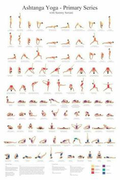 an illustrated poster showing the yoga poses for beginners to do in different positions, including