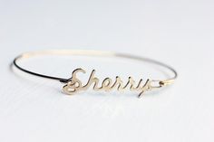 Sherry Name Bracelet Vintage Personalized Gold Charm Bracelet, Personalized Vintage Gold Charm Bracelet, Vintage Jubilee Bangle As Gift, Vintage Gold Personalized Bracelets, Nickel-free Vintage Bracelets As Gifts, Vintage Bangle Bracelets For Gift, Personalized Vintage Gold Bracelets, Vintage Nickel-free Bracelets As Gift, Nickel-free Vintage Bangle As A Gift