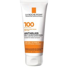 La Roche-Posay Anthelios Melt-In Milk Body & Face Sunscreen SPF 100 is a multi-awarded sunscreen for face and body with broad spectrum SPF 100 UVA/UVB protection. This oil-free sunscreen is a lightweight sunscreen that's water-resistant for 80 minutes with a velvety texture that leaves skin hydrated and smooth. This facial and body sunscreen is formulated with exclusive Cell-Ox Shield technology that contains UVA/UVB filters and antioxidants. This La Roche-Posay sunscreen is suitable for all ski Sunscreen 100 Spf, Spf 100 Sunscreen, La Roche Posay Sunscreen For Dry Skin, La Roche Posay Sunscreen Anthelios, Lotion Texture, La Roche Posay Sunscreen, Gel Face Moisturizer, Sunscreen For Sensitive Skin, Sunscreen Face