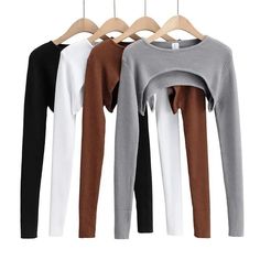 Womens Long Sleeve Cropped Ribbed Sweater Tops Female Blouse, Hoodie Jacket Women, Hoodie Jacket Men, Womens Knit Tops, Vintage Crop Tops, Spring Tops, Knitted Tshirt, Long Sleeve Crop, Ribbed Sweater