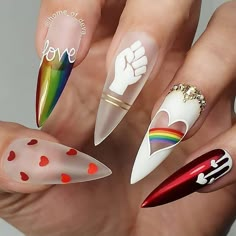 Metallic Nails Design, Pretty Nail Designs, Metallic Nails, Nail Style, Rainbow Nails, Acrylic Powder, Coffin Nails Designs, Nail Art Summer