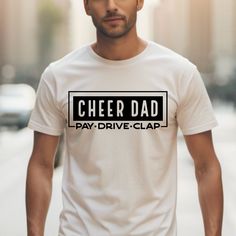 Cheer Parent Shirts, Cheer Dad Shirt Ideas, Cheer Dad Shirt, Cheer Team Shirts, Dad Shirt Svg, Cheer Gear, Game Day Svg