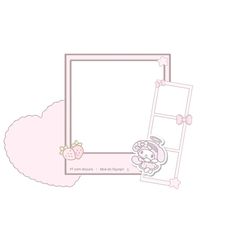 a pink frame with a teddy bear on it