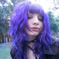 Goth Dyed Hair Ideas, Long Dyed Hair, Cyan Hair, Purple Punk, Pokemon Faces, Girl With Purple Hair, Hair References, Characters Aesthetic