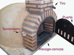 an outdoor oven is shown with instructions for how to put it on the outside wall