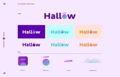 some type of font with different colors and shapes on it, including the word hallow