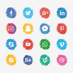 the social icons are drawn in different colors