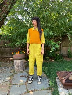 Classic Vest Pattern – DEGEN Nonbinary Outfits, Dopamine Aesthetic, Nonbinary Fashion, Yellow Pants Outfit, 23 Outfit, Dinner Attire, 2020s Fashion, Farmer Outfit, Elegant Vest