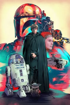 the star wars characters are depicted in this poster