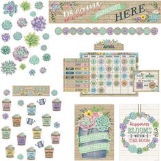 a variety of stickers and magnets with flowers on them, including the words happy mother