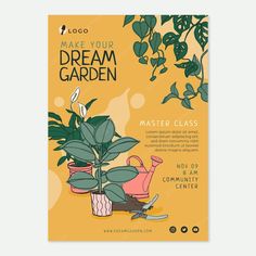 a flyer for a plant class with an image of a houseplant and potted plants