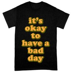 It's Ok Heavy Cotton T-Shirt - Positive Tee Shirt - Motivational T-Shirt - Blue Force Sports Funny Text Print T-shirt For Everyday, Funny Black T-shirt With Graphic Print, Vintage Black T-shirt With Letter Print, Black Relaxed Fit T-shirt With Funny Text, Vintage Black T-shirt With Relaxed Fit, Black Relaxed Fit Vintage T-shirt, Funny Black Screen Printed Top, Funny Black Screen Print Top, Retro Black Slogan Tops