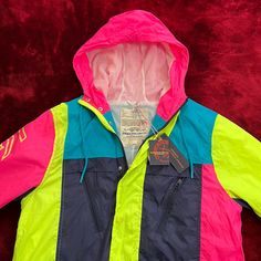 Brand New Smoke Rise Jacket Blue Pink And Neon Green Size M Vintage Nike Windbreaker, Windbreaker Jacket Mens, Hooded Winter Coat, Plaid Pullover, Madras Plaid, Denim Flowers, Varsity Jacket Men, Black Windbreaker, Vintage Reebok