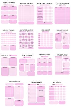 a pink planner is shown with different times and dates