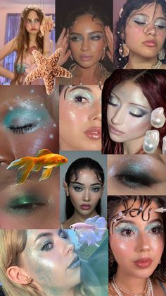 Realistic Mermaid Costume, Chappell Roan Mermaid Makeup, Mermaid Costume Women Aesthetic, Sea Themed Makeup, Women Mermaid Costume, Mermaid Drag Makeup, Mermaid Siren Outfit, Mermaid Inspo Outfit