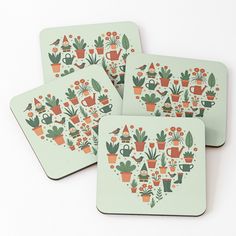 Protect your surfaces in style with these beautiful garden-heart coasters featuring a Scandinavian botanical design of plants, birds, and gardening tools. Perfect for garden-themed home decor, these coasters bring Nordic charm to your coffee table or outdoor patio. A great gift idea for plant lovers, garden enthusiasts, and those who enjoy unique botanical accessories in their home. Ideal for farmhouse, rustic, or nature-inspired spaces.