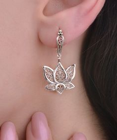 Welcome to my enchanting collection of sterling silver filigree art lotus flower woman dangle drop earrings! Matching bracelet is available: https://rosesilverjewelry.etsy.com/listing/1676508366/sterling-silver-filigree-lotus-flower. Matching pendant necklace is available: https://rosesilverjewelry.etsy.com/listing/1676443164/925-sterling-silver-lotus-flower-woman. Add a touch of elegance and grace to your ensemble with these exquisite earrings. Crafted from high-quality 925 sterling silver, eac Delicate Sterling Silver Earrings For Mother's Day, Elegant Silver Flower Earrings For Mother's Day, Elegant Dangle Jewelry For Mother's Day, Sterling Silver Drop Earrings For Mother's Day, Mother's Day Sterling Silver Drop Earrings, Elegant Hypoallergenic Jewelry For Mother's Day, Elegant Teardrop Jewelry For Mother's Day, Pierced Jewelry Gift For Her, Mother's Day Flower Shaped Jewelry With Matching Earrings