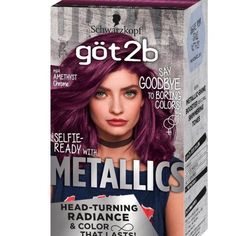 Say Goodbye To Boring Colors! All Eyes Are On You With Got2b Metallics Permanent Color. Boost Your Hair Color With Trendy Metallic Shades. Schwarzkopf Got2b Metallic Hair Color Offers A Multi-Dimensional Look That Delivers Unique Metallic Radiance. Permanent Hair Color That Lasts. Got2b Metallics Hair Dye Works For All Hair Textures. This Permanent Hair Color Can Be Used On Your Natural Hair, Wigs, Or Extensions To Express Yourself. The Lighter Your Natural Or Current Hair Color, The More Metall Got2b Metallics, Metallic Hair Color, Cool Brown Hair, Golden Brown Hair Color, Green Hair Dye, Semi Permanent Hair Dye, Brown Hair Dye, Silver Blonde, Permanent Hair Dye