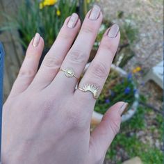 Hexagon Celestial Ring in 14k Solid Gold dainty Sun and Moon - Etsy Saudi Arabia Moon Rings, Sun And Moon Rings, Celestial Ring, Moon Ring, Stackable Ring, Recycled Metal, Sun And Moon, Saudi Arabia, Statement Rings