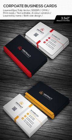 two business cards with different colors on them