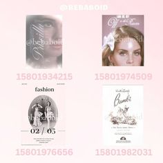 three different types of fashion brochures are shown in pink and white colors, one is