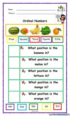 worksheet for ordering fruits and vegetables in order to find which fruit is the best