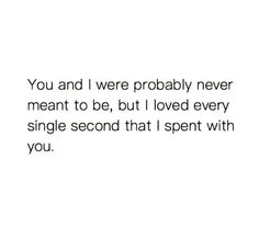 the words you and i were probably never meant to be, but i loved every single second that i spent with you