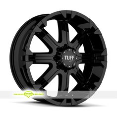 a black wheel with the words tuff on it's center and an inscription that reads