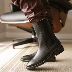 We've used the same soles and molding as our bestselling Asti to make a brand new pair of comfortable, dressy Chelsea boots. Elastic panels hug the legs for a secure fit, while a pull tab makes slipping them on a breeze. With their refined lines, these boots are perfect for elegant occasions. Product Details: Made with premium Italian calfskin leather Italian Calfskin Leather lining Lightly padded leather insole Rubber sole 1.1” heel 9" shaft Circumference approx. 10" with stretch Molds with wea