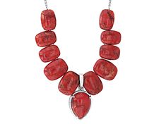 Introducing our stunning Red Coral Rhodium Over Sterling Silver Necklace! This vibrant piece is sure to add a pop of color and fun to any outfit. The red coral beads are beautifully complemented by the shiny rhodium over sterling silver chain, creating a unique look that will make you stand out from the crowd. Perfect for adding some playfulness and elegance to your ensemble, this necklace is a must-have accessory for those who love bold jewelry pieces. Add it to your collection today and let yo Silver Jewelry With Red Coral And Gemstone Beads, Red Sterling Silver Jewelry With Gemstone Beads, Red Gemstone Beads Sterling Silver Jewelry, Red Faceted Sterling Silver Jewelry, Faceted Red Sterling Silver Jewelry, Red Faceted Sterling Silver Necklace, Silver Necklace With Polished Red Coral Beads, Bold Jewelry, Coral Beads