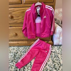 Brand New Never Worn, Tags Intact 18 Month Toddler Adidas Track Suit Zip Up Jacket And Pants With Elastic Waistband Bright, Hot Pink Adidas Cotton Sets For Winter, Adidas Cotton Winter Sets, Sporty Fitted Sets For Playwear, Adidas Pink Sets For Spring, Sporty Playtime Sets For Spring, Adidas Fitted Winter Sets, Winter Adidas Fitted Sets, Sporty Fitted Adidas Sets, Adidas Fitted Sets For Playwear