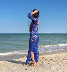 Blue Crochet Maxi Beach Dress/crocheted sexy tunic/long dress open back/gift for her/sexy long dress Lace Maxi Dress For Beach Cover-up, Fitted Long Beach Dress For Beach Party, Fitted Beachy Maxi Dress, Lace Maxi Dress Beach Cover-up, Lace Maxi Dress For Beach Season, Fitted Bohemian Blue Cover-up, Lace Crochet Maxi Dress For Vacation, Bohemian Lace Maxi Dress For Beach Season, Lace Maxi Dress For Beach