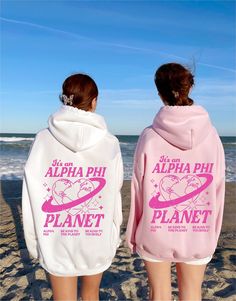 A reminder to others who runs this world ;) -- Alpha Phi's of course! Soft, cute, and trendy, this Alpha Phi sorority hoodie will quickly become your go-to cozy sweatshirt! Use the drop downs to specify your desired hoodie color and select your size (SM-4XL). This listing is for Alpha Phi. Please use our search bar or side bar on our main page to find this design in your organization. If you do not see your organization, please send us a message and we can customize any design for you. Thank you! ♥ SIZING ♥ Unisex Sizing- For a more feminine, fitted look we recommend getting your size. For a more oversized look, we recommend sizing up. ♥ SHIP TIME ♥ Items may take up to 7 business days to process before shipping. Shipping time is (on average) an ADDITIONAL 2-5 business days. Shipping times Delta Zeta Sorority, Alpha Epsilon Phi, Sigma Delta Tau, Theta Phi Alpha, Sorority Sweatshirts, Alpha Sigma Tau, Phi Sigma Sigma, Delta Phi Epsilon, Side Bar