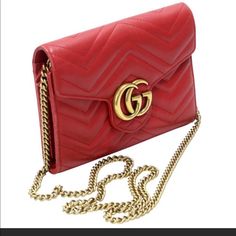 Gucci Gg Body Bag Includes An Elegant Matelasse Leather Red With Gold. Includes 16 Credit Card Sloths & A Main Zipper For Cash. So Much Space! Fits Glasses, Phone, Keys. Gucci Red Marmont Bag, Red Gucci Bag With Chain Strap, Gucci Bags With Chain Strap For Gift, Gucci Ophidia Bag, Gucci Soho Disco Bag, Gucci Disco, Soho Disco Bag, Gucci Crossbody Bag, Gucci Soho Disco