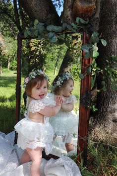 Picture Ideas For First Birthday, Outside 1st Birthday Photoshoot, Spring 1st Birthday Photo Shoot, Boho Birthday Pictures, Photoshoot For 1 Year Baby, Outside 1 Year Photoshoot, One Year Old Fairy Photoshoot, Mirror Baby Photoshoot, Photoshoot Baby 1 Year